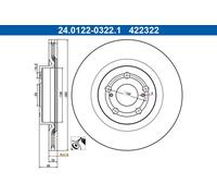 2x Disque de frein ventilé 24.0122-0322.1 ATE pour TOYOTA MAZDA