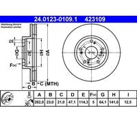 ATE Disque de frein 24.0123-0109.1 – avant ventilé – 1 pièce
