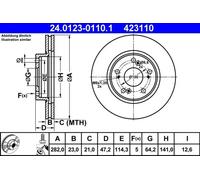 ATE Disque de frein 24.0123-0110.1 – avant, ventilé – 1 pièce