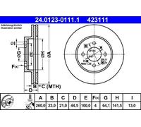 2x Disque de frein ventilé 24.0123-0111.1 ATE pour HONDA CIVIC VII Hatchback