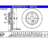 Disque de frein ATE 24.0123-0112.1 avant, ventilé, à haute teneur en carbone, 1 pièce