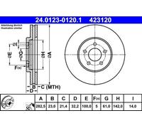 2x Disque de frein ventilé 24.0123-0120.1 ATE pour CHRYSLER SEBRING