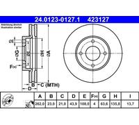 2x Disque de frein ventilé 24.0123-0127.1 ATE pour FORD FIESTA VII