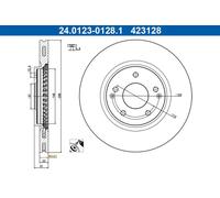 2x Disque de frein ventilé 24.0123-0128.1 ATE pour SSANGYONG TIVOLI XLV SUV