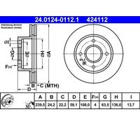 2x ATE 24.0124-0112.1 Disque de frein pour FORD ESCORT IV (GAF, AWF, ABFT)