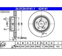 Disque de frein ATE 24.0124-0141.1 avant, ventilé, 1 pièce