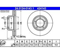 2x Disque de frein ventilé 24.0124-0143.1 ATE pour LAND ROVER RANGE ROVER I