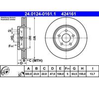 ATE Disque de frein 24.0124-0161.1 avant ventilé 1 pièce
