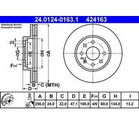 2x Disque de frein ventilé 24.0124-0163.1 ATE pour DAEWOO NUBIRA NUBIRA Wagon