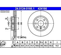 2x Disque de frein ventilé 24.0124-0166.1 ATE pour OPEL MERIVA A Monospace