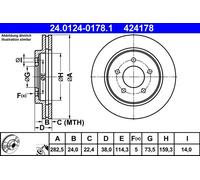 2x Disque de frein ventilé 24.0124-0178.1 ATE pour CHRYSLER
