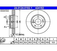 2x Disque de frein ventilé 24.0124-0182.1 ATE pour MITSUBISHI SPACE RUNNER