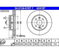 2x Disque de frein ventilé 24.0124-0187.1 ATE pour KIA RIO I A trois volumes