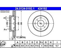 ATE Disque de frein 24.0124-0192.1 avant ventilé – 1 pièce