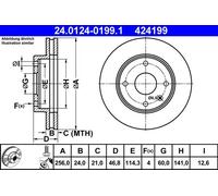 Disque de frein ATE 24.0124-0199.1 avant, ventilé, 1 pièce