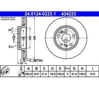 ATE 24.0124-0223.1 Disque de frein