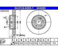 Disque de frein ATE 24-0124-0265-1-02 avant, ventilé, à haute teneur en carbone, 1 pièce