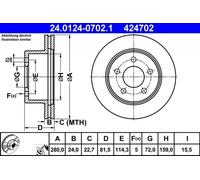 2x ATE 24.0124-0702.1 Disque de frein pour JEEP CHEROKEE (XJ) WRANGLER II (TJ)