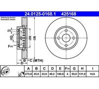 ATE Disque de frein 24.0125-0168.1 – avant ventilé – 1 pièce