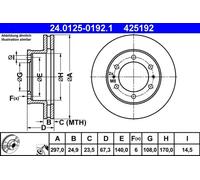 Disque de frein ATE 24.0125-0192.1 avant, ventilé, 1 pièce