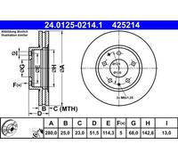 2x Disque de frein ventilé 24.0125-0214.1 ATE pour MAZDA 3 3 A trois volumes