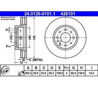 2x Disque de frein ventilé 24.0126-0101.1 ATE pour VOLVO 850 Break 850