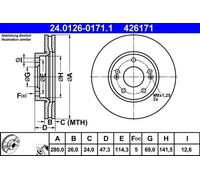 2x Disque de frein ventilé 24.0126-0171.1 ATE pour KIA CARENS III Monospace