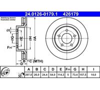 2x Disque de frein ventilé 24.0126-0179.1 ATE pour CHRYSLER CONCORDE 300M