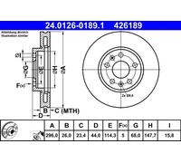 ATE Disque de frein 24.0126-0189.1 – avant, ventilé, à haute teneur en carbone – 1 pièce