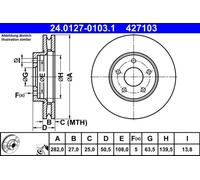 ATE Disque de frein 24.0127-0103.1 avant, ventilé, haute teneur en carbone – 1 pièce