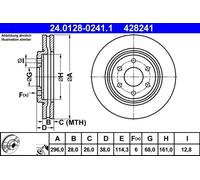 2x Disque de frein ventilé 24.0128-0241.1 ATE pour NISSAN NP300 PICKUP