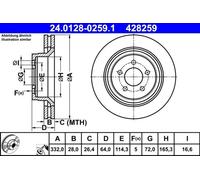 2x Disque de frein ventilé 24.0128-0259.1 ATE pour JEEP CHEROKEE