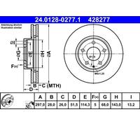 Disque de frein ATE 24.0128-0277.1 avant, ventilé, 1 pièce