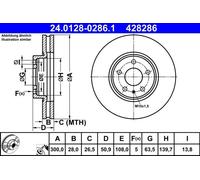 ATE Disque de frein avant 24.0128-0286.1 – ventilé, haute teneur en carbone – 1 pièce