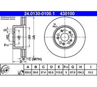 2x Disque de frein ventilé 24.0130-0100.1 ATE pour MERCEDES-BENZ CLASSE S