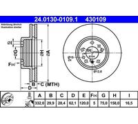 ATE Disque de frein 24.0130-0109.1 avant, ventilé, à haute teneur en carbone, 1 pièce