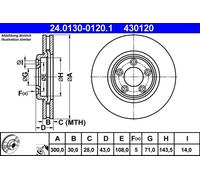 2x Disque de frein ventilé 24.0130-0120.1 ATE pour JAGUAR S-TYPE II