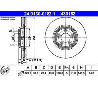 Disque de frein ATE 24.0130-0182.1 avant, ventilé, 1 pièce