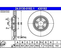 2x Disque de frein ventilé 24.0130-0182.1 ATE pour JAGUAR XJ S-TYPE II