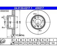 2x Disque de frein ventilé 24.0130-0217.1 ATE pour MERCEDES-BENZ PUCH