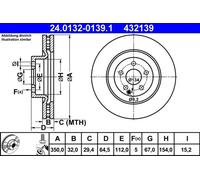 Disque de frein ATE 24.0132-0139.1 avant, ventilé, à haute teneur en carbone, 1 pièce