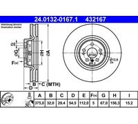 2x Disque de frein ventilé 24.0132-0167.1 ATE pour MERCEDES-BENZ CLASSE GL