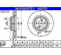ATE Disque de frein ventilé 24.0132-0172.1 pour Honda Accord VIII – Lot de 2