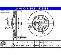 ATE Disque de frein 24.0132-0184.1 avant, ventilé, haute teneur en carbone - 1 pièce