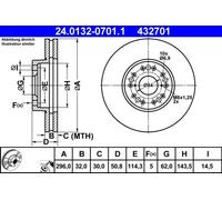 ATE Disque de frein 24.0132-0701.1 avant ventilé 1 pièce