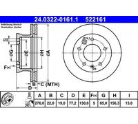 2x Disque de frein ventilé 24.0322-0161.1 ATE pour MERCEDES-BENZ VW