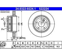 Disque de frein ATE PowerDisc 24.0322-0224.1, 1 pièce