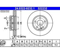ATE Disque de frein TEVES 24.0322-0232.1 ventilé pour MERCEDES-BENZ 1 pièce