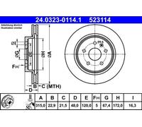 Disque de frein ATE - TEVES 24.0323-0114.1, 1 pièce