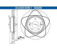 2x Disque de frein ventilé 24.0328-0256.1 ATE pour HYUNDAI KIA